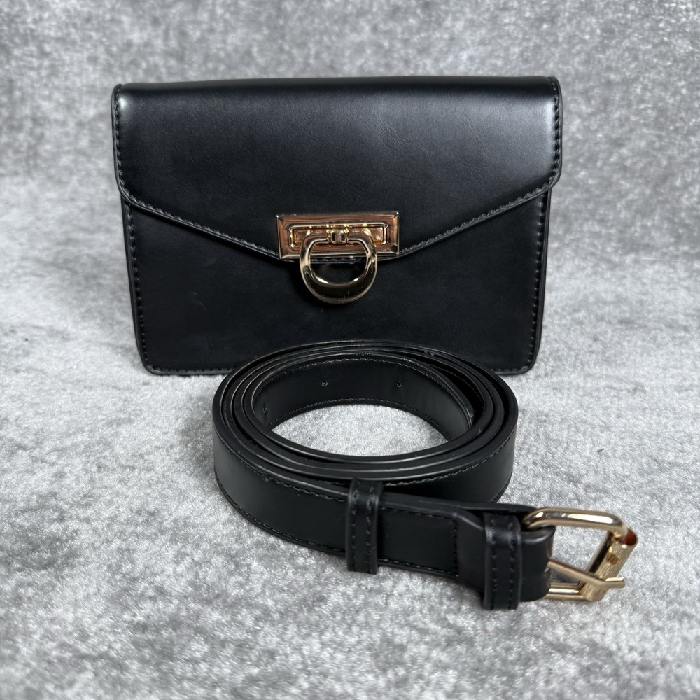 Ecosusi Fanny Pack for Women PU Leather‎ Belt Bag Waist Fashion Pack Black Gold